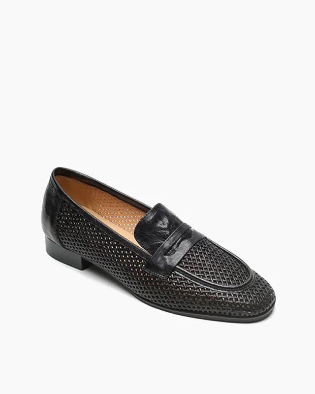Woven Braided Leather Casual Flat Loafers sold by Larosa