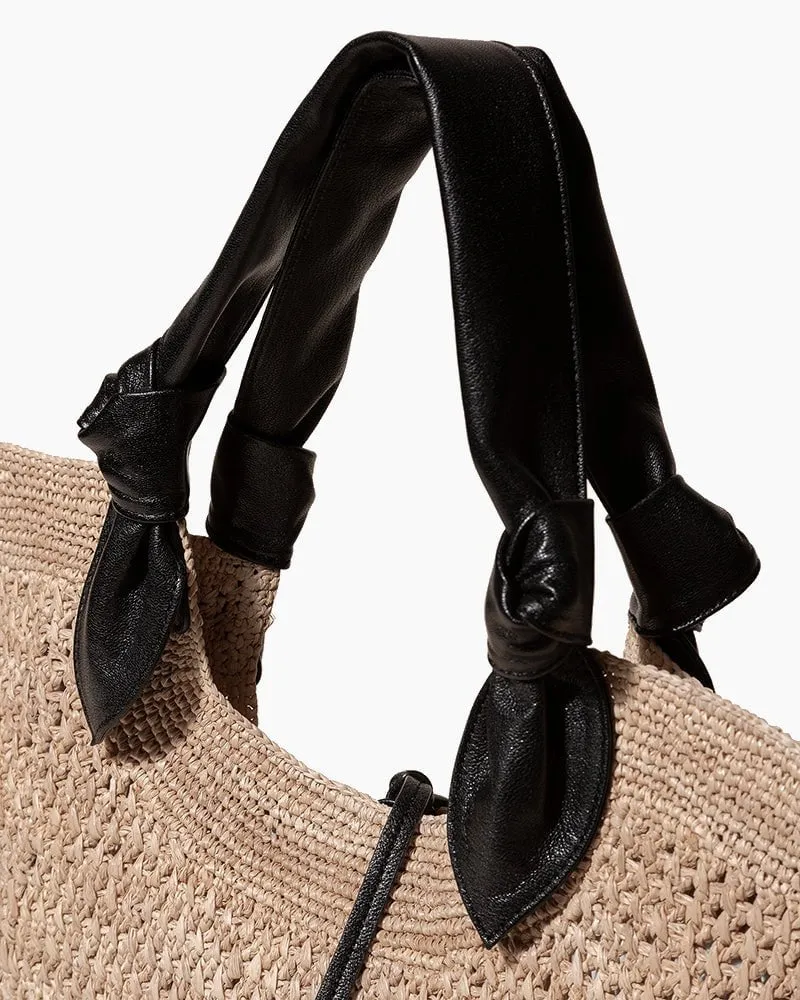 Knotted Leather Handles Woven Raffia Tote Bag sold by Larosa product image thumbnail 3