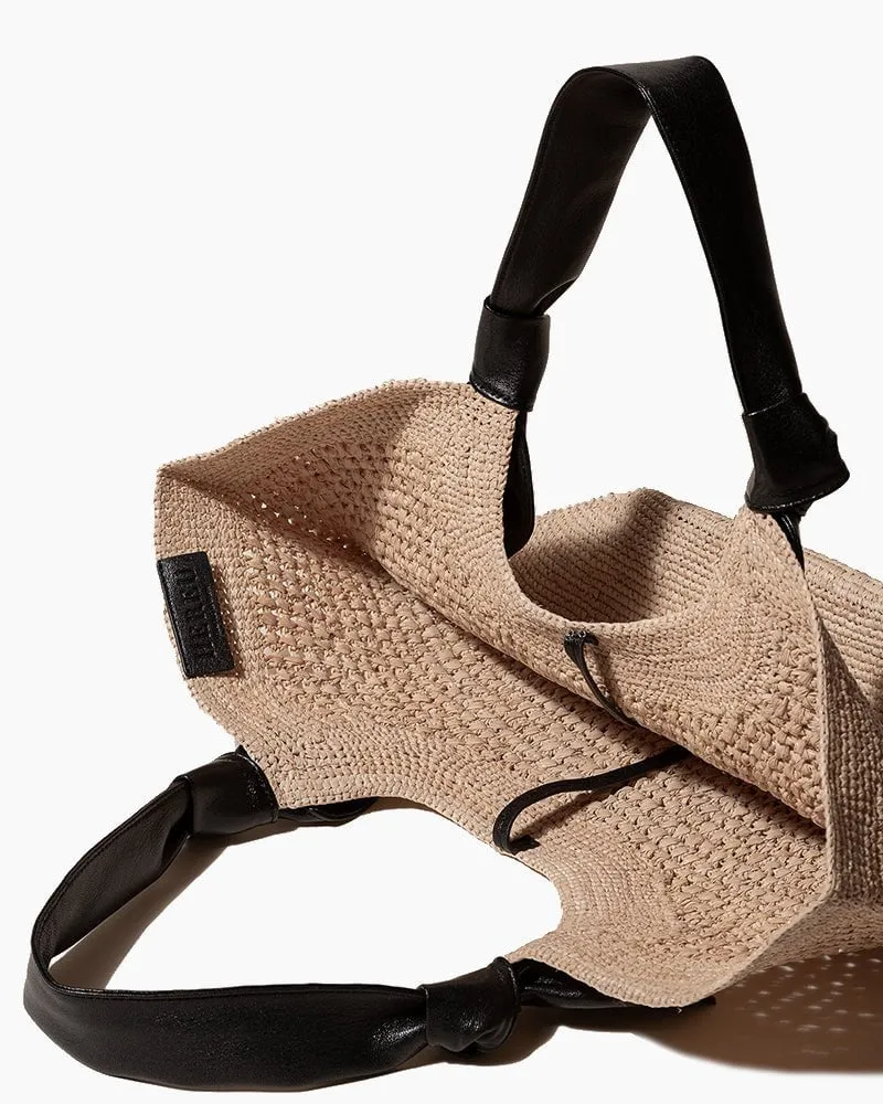 Knotted Leather Handles Woven Raffia Tote Bag sold by Larosa product image thumbnail 2