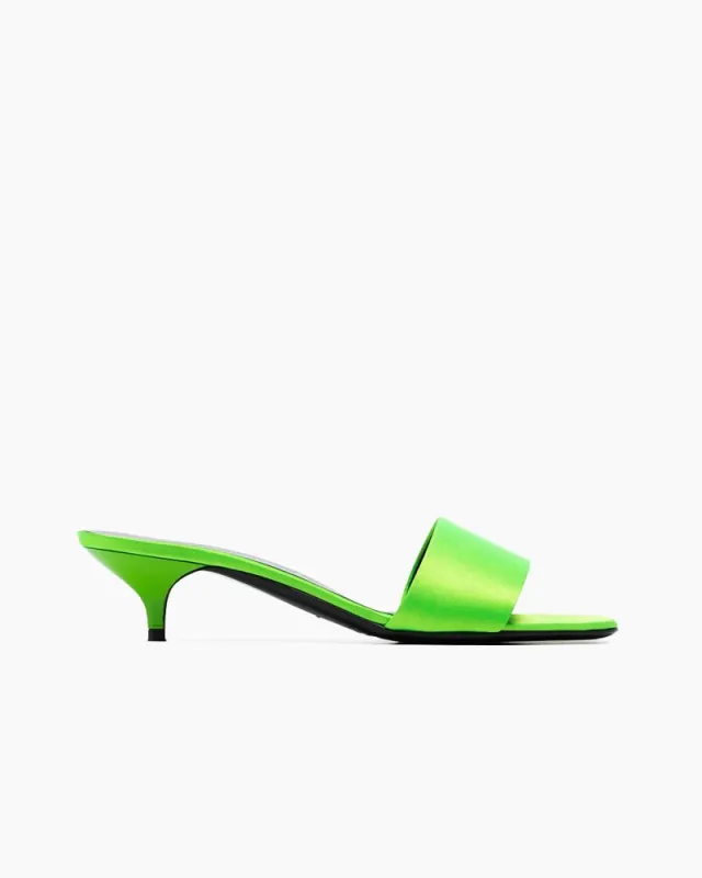 Satin Kitten Heel Open Toe Slip-On Sandals sold by Larosa