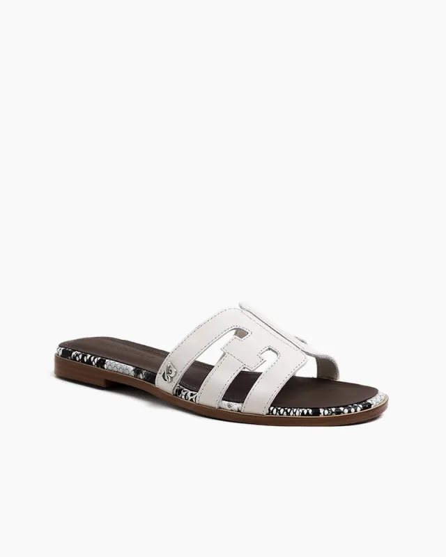 Cutout Strap Leather Flat  Slip-On Slide Sandals sold by Larosa