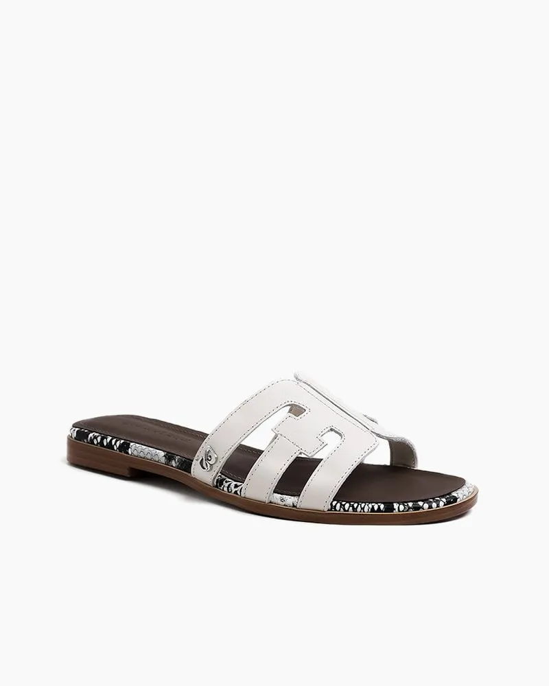 Cutout Strap Leather Flat Slip-On Slide Sandals sold by Larosa