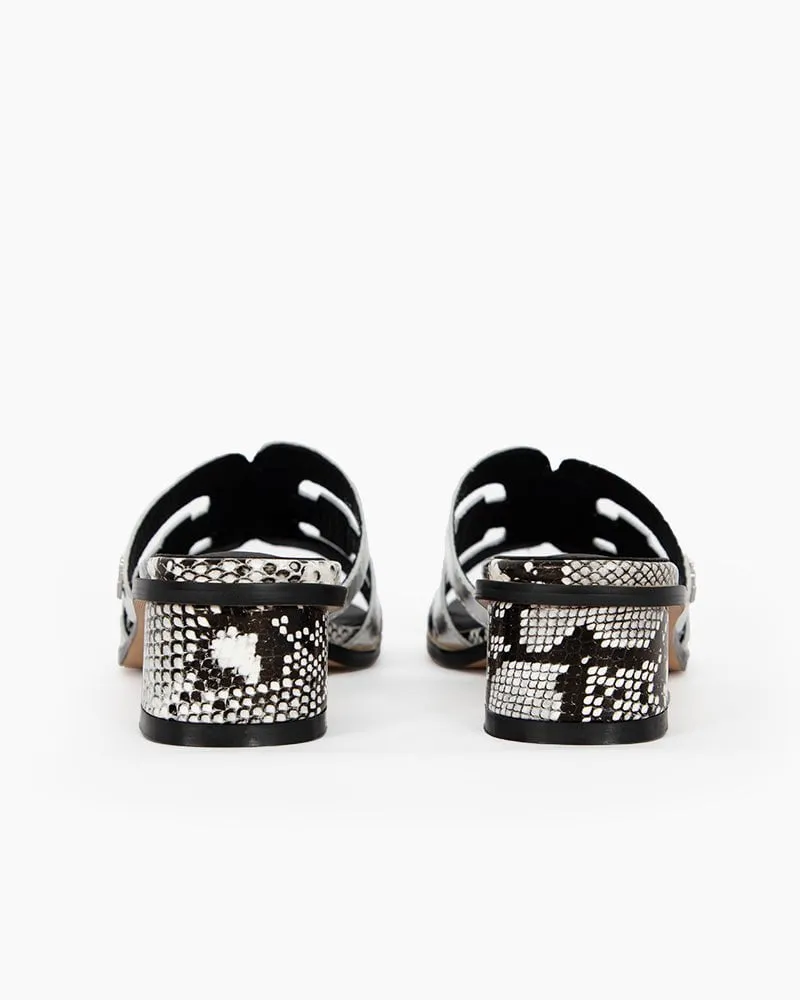 Cutout Strap Leather Mid Block Heel Slide Sandals sold by Larosa product image thumbnail 5