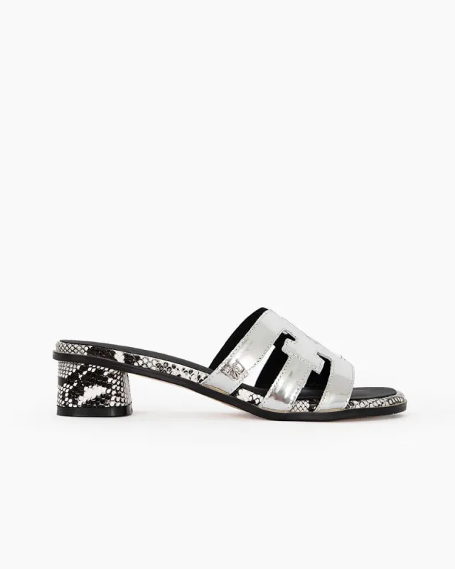 Cutout Strap Leather Mid Block Heel Slide Sandals sold by Larosa