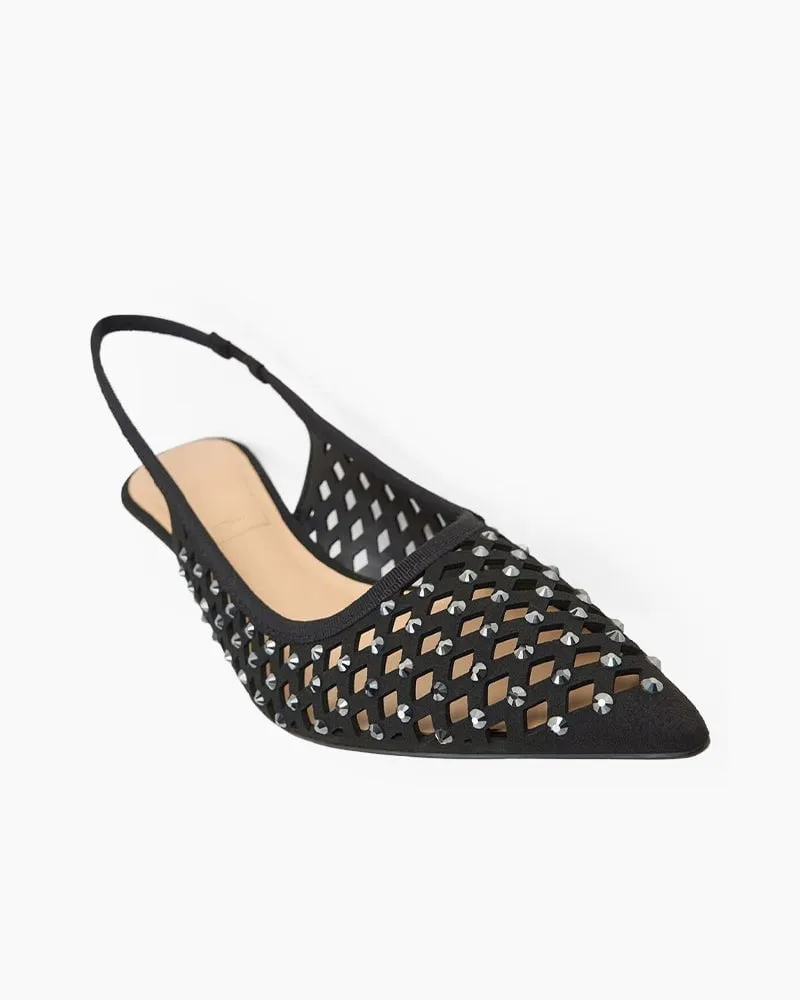 Crystal Embellishments Mid Heel Slingback Pumps sold by Larosa product image thumbnail 2