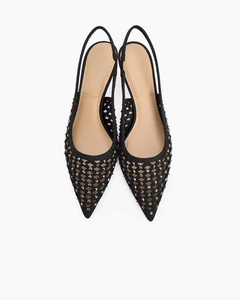 Crystal Embellishments Mid Heel Slingback Pumps sold by Larosa product image thumbnail 3