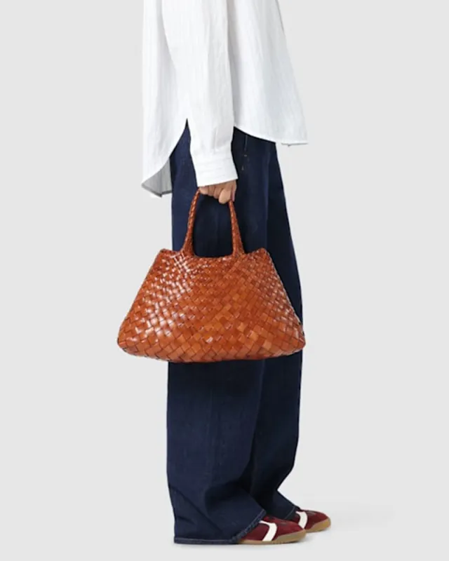 Large Brown Handbag Woven Leather Tote Bag sold by Larosa