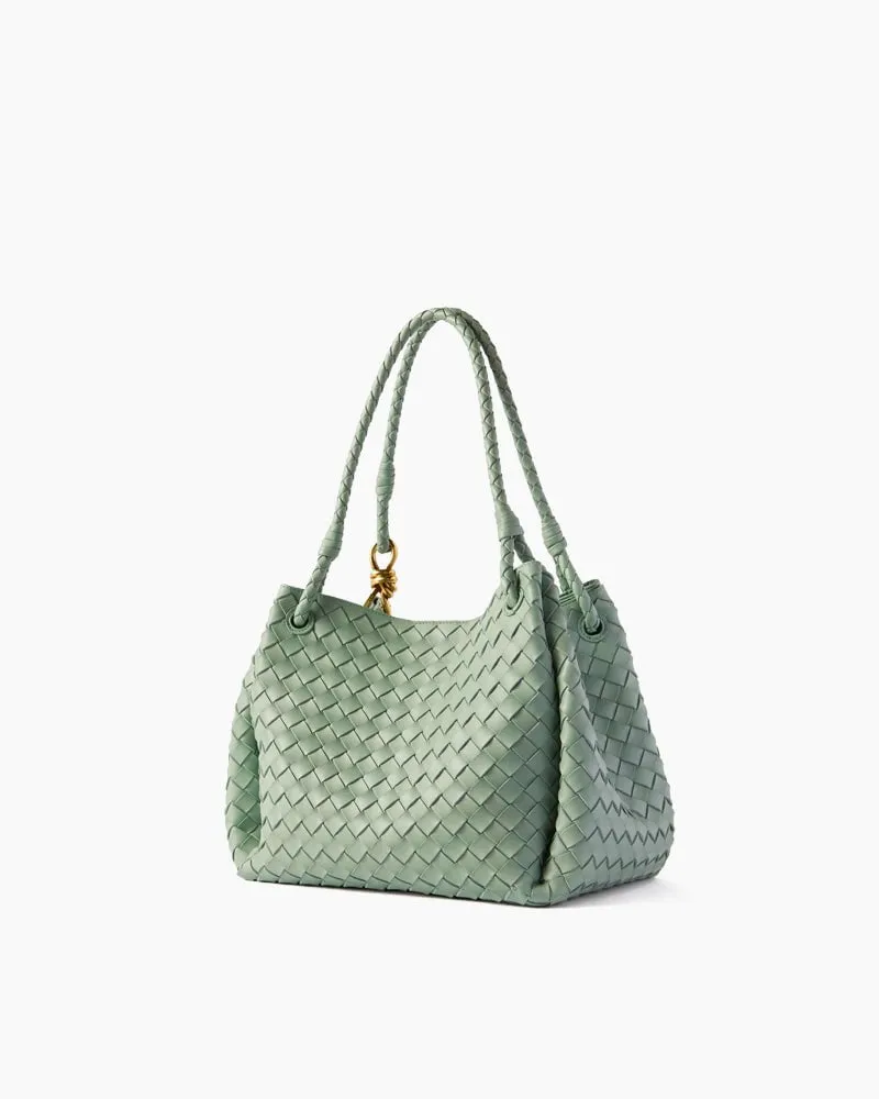 Woven Gold Knot Leather Tote Shoulder Bag sold by Larosa product image thumbnail 3