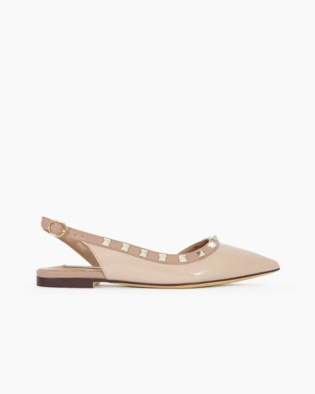 Pointed Toe Studded Slingback Flat Sandals sold by Larosa