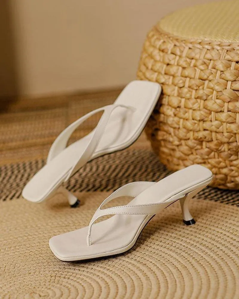 Minimalist Slip-On Kitten Heel Thong Sandals sold by Larosa product image thumbnail 2