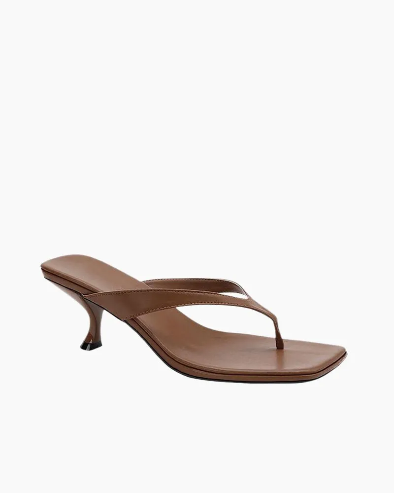 Minimalist Slip-On Kitten Heel Thong Sandals sold by Larosa