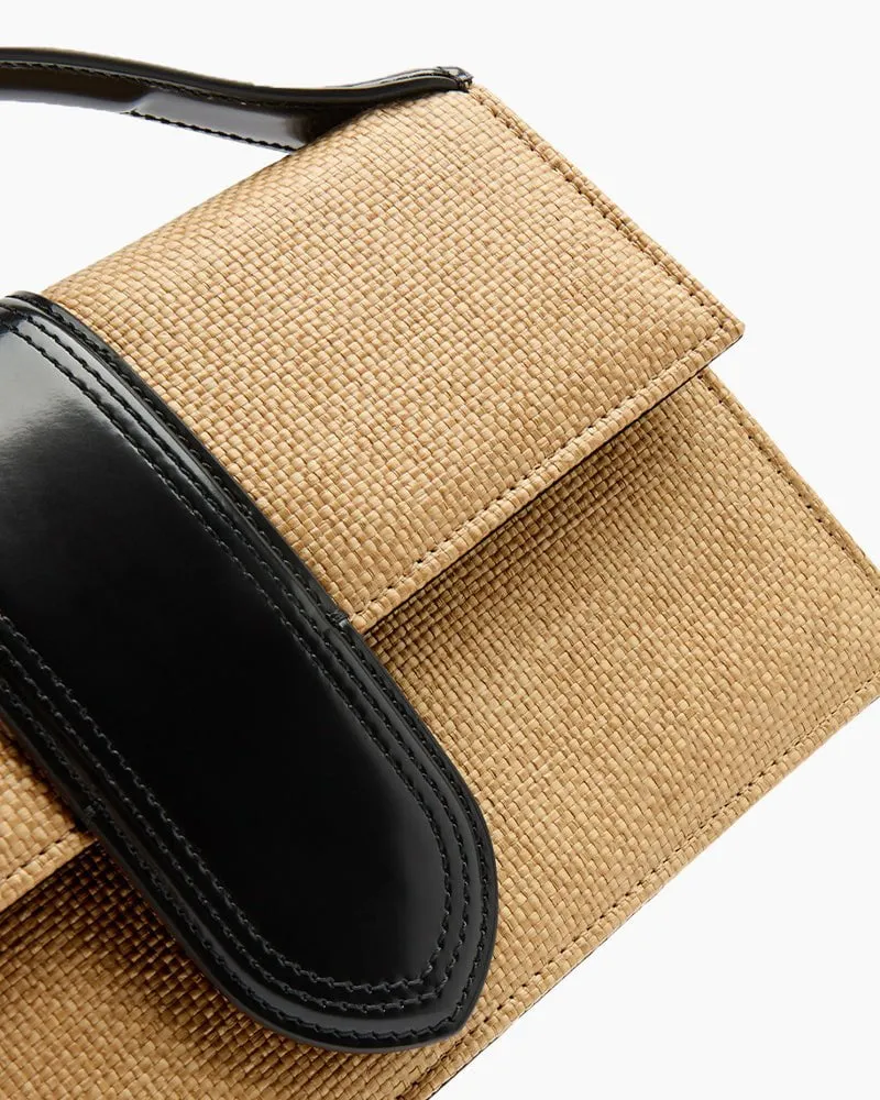 Tan Straw Texture Woven Top Handle Bag sold by Larosa product image thumbnail 4