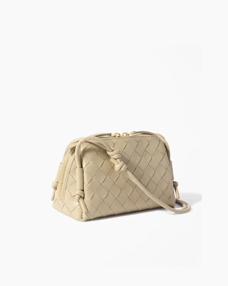 Woven Gold Zipper Closure Leather Crossbody Bag sold by Larosa product image thumbnail 2