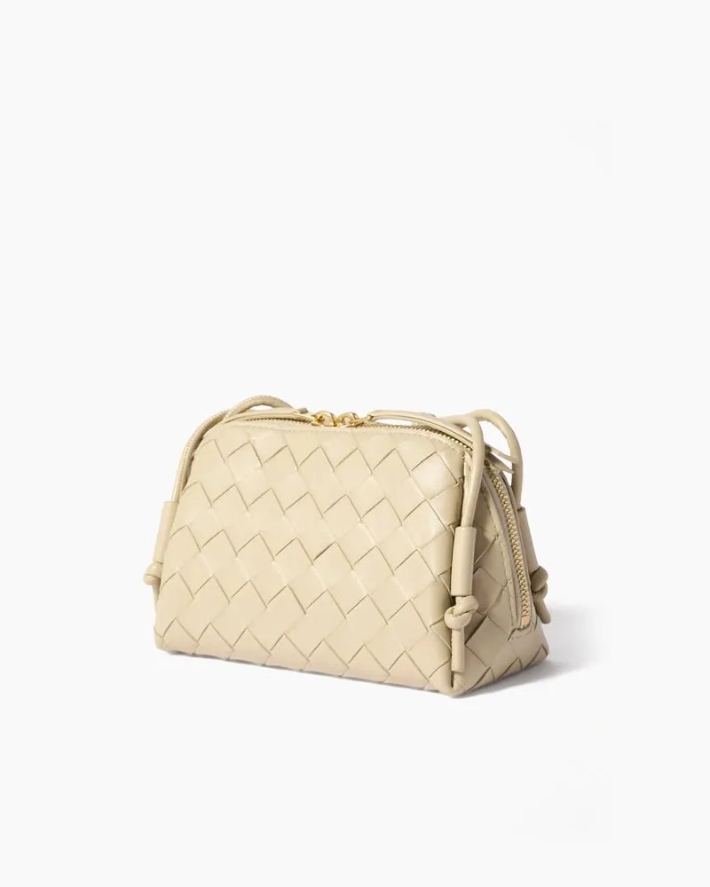 Woven Gold Zipper Closure Leather Crossbody Bag sold by Larosa product image thumbnail 3