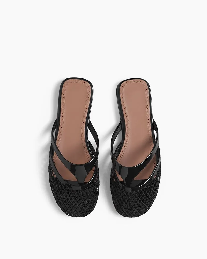 Mesh Cutout Strap Lightweight Flat Slide Thong Sandals sold by Larosa product image thumbnail 4