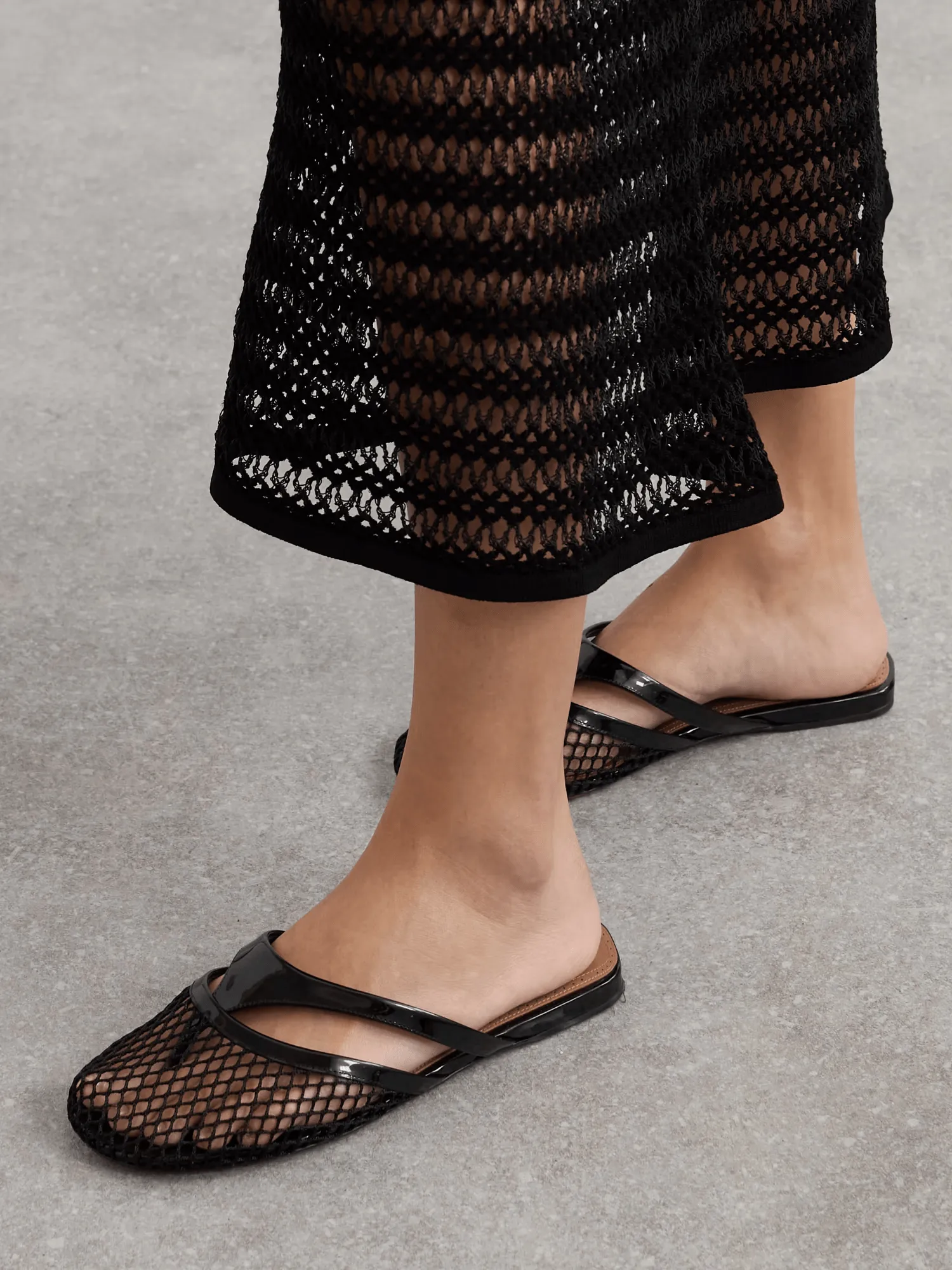 Mesh Cutout Strap Lightweight Flat Slide Thong Sandals sold by Larosa product image thumbnail 5