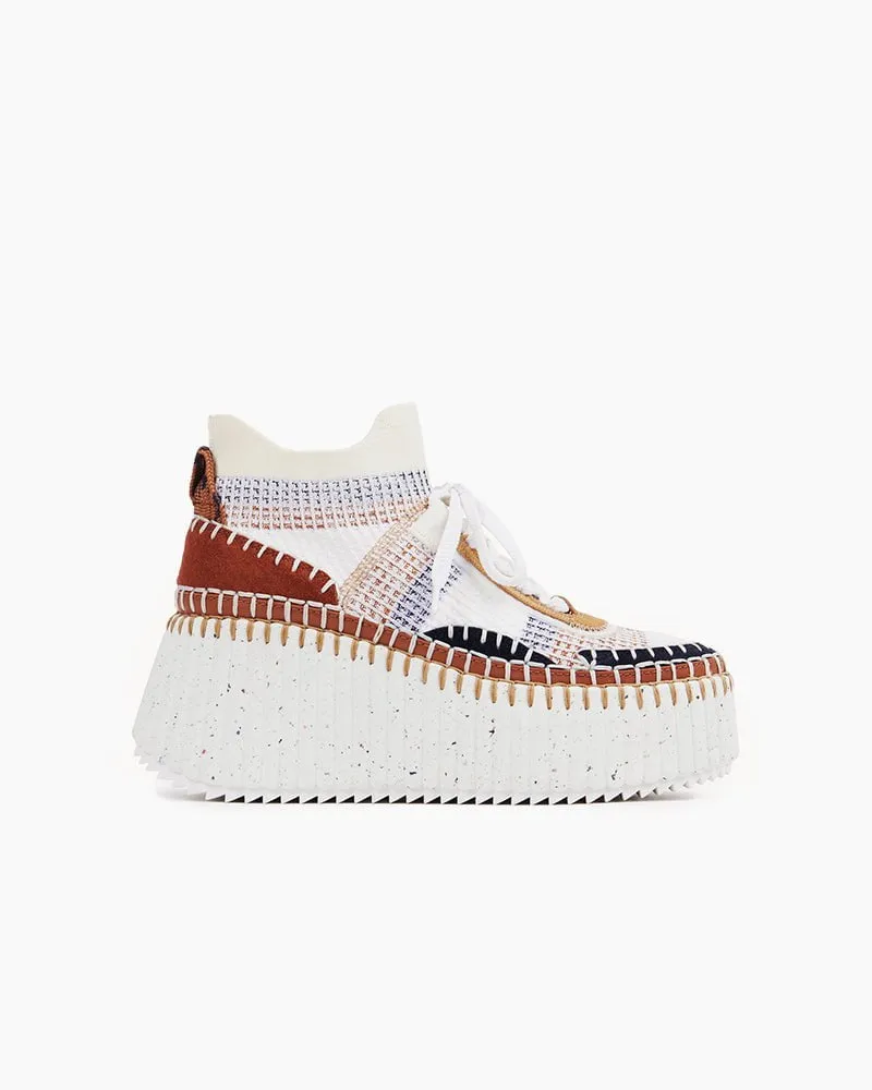 Multicolor Knit Chunky High-Top Platform Sneakers sold by Larosa