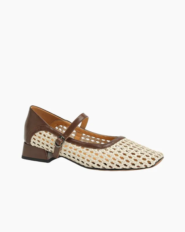 Woven Block Heel Square Toe Mary Jane sold by Larosa