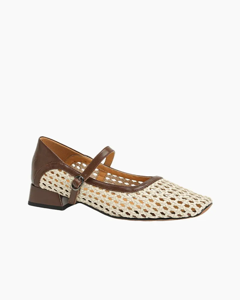 Woven Block Heel Square Toe Mary Jane sold by Larosa