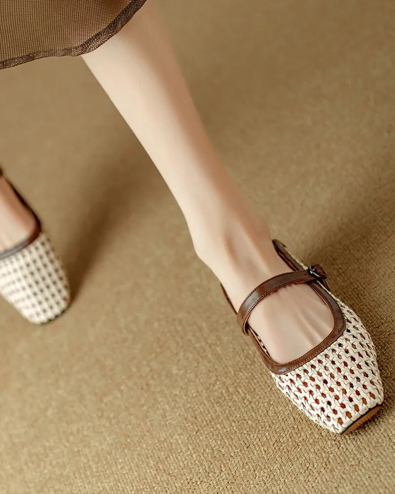 Woven Block Heel Square Toe Mary Jane sold by Larosa product image thumbnail 5