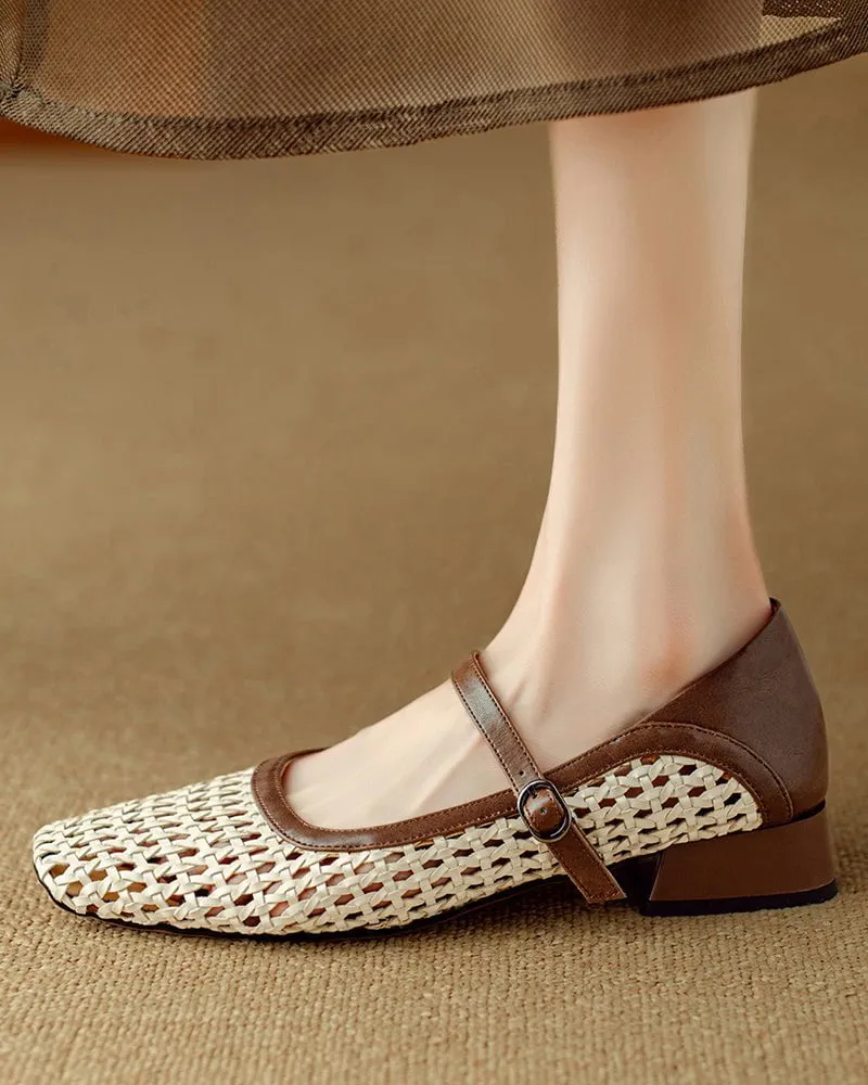 Woven Block Heel Square Toe Mary Jane sold by Larosa product image thumbnail 4