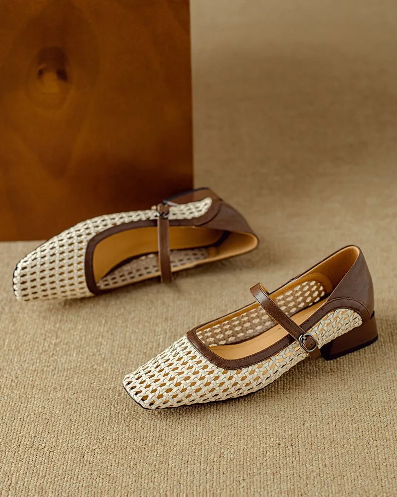 Woven Block Heel Square Toe Mary Jane sold by Larosa product image thumbnail 2