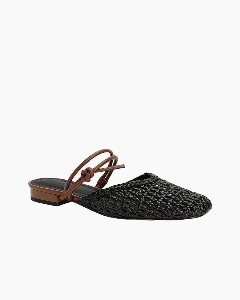 Woven Knotted Strap Block Heel Slip-On Sandals sold by Larosa