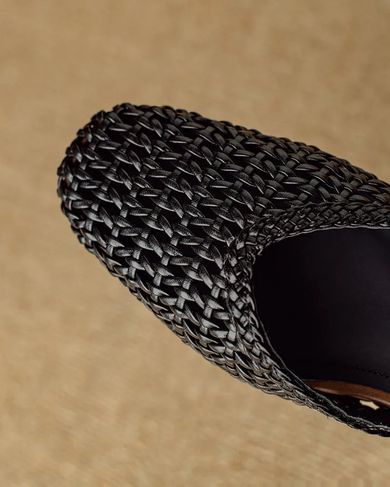 Woven Knotted Strap Block Heel Slip-On Sandals sold by Larosa product image thumbnail 2