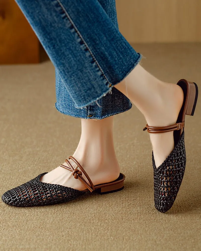 Woven Knotted Strap Block Heel Slip-On Sandals sold by Larosa product image thumbnail 5