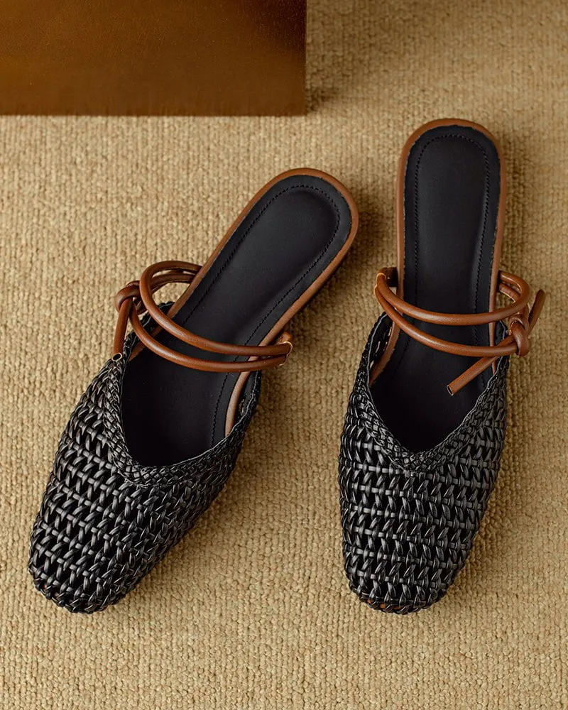 Woven Knotted Strap Block Heel Slip-On Sandals sold by Larosa product image thumbnail 4