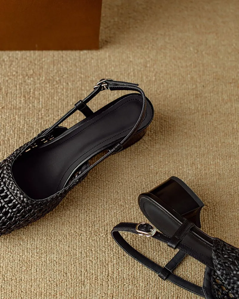 Woven Buckle Strap Slingback Chunky Heel Sandals sold by Larosa product image thumbnail 3