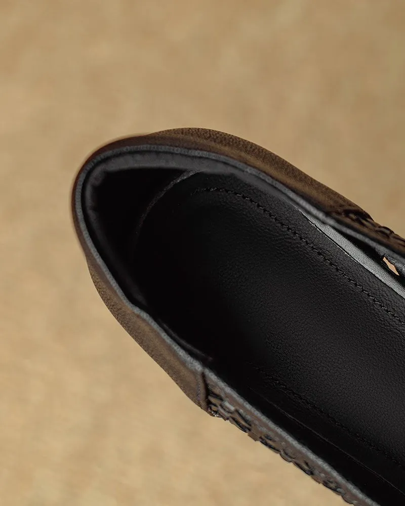 Woven Chic Buckle Comfortable Block Heel Flat Loafers sold by Larosa product image thumbnail 4