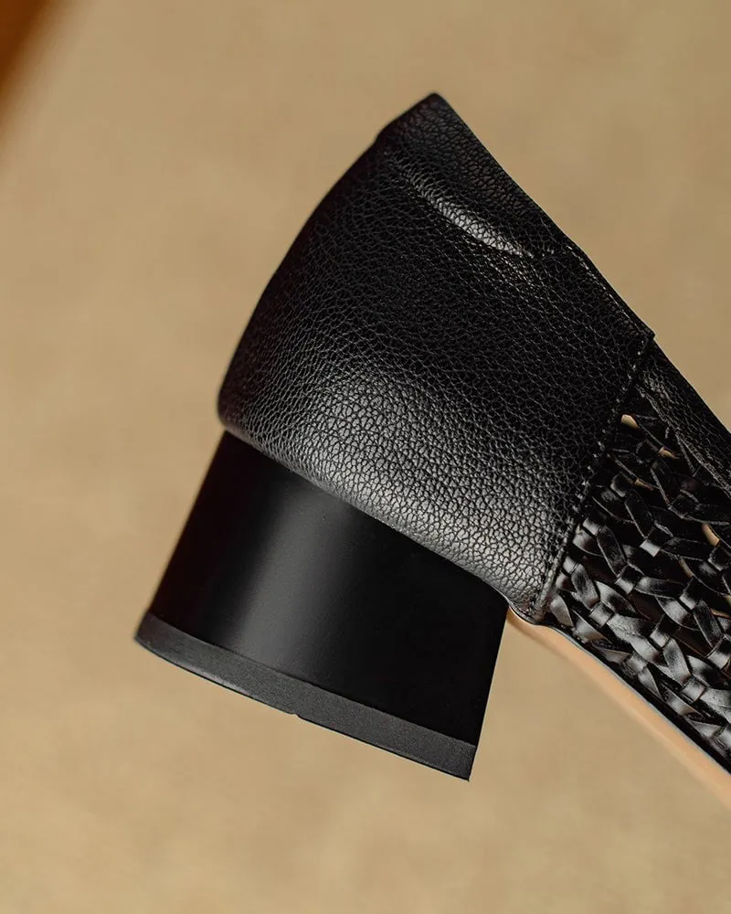 Woven Chic Buckle Comfortable Block Heel Flat Loafers sold by Larosa product image thumbnail 3