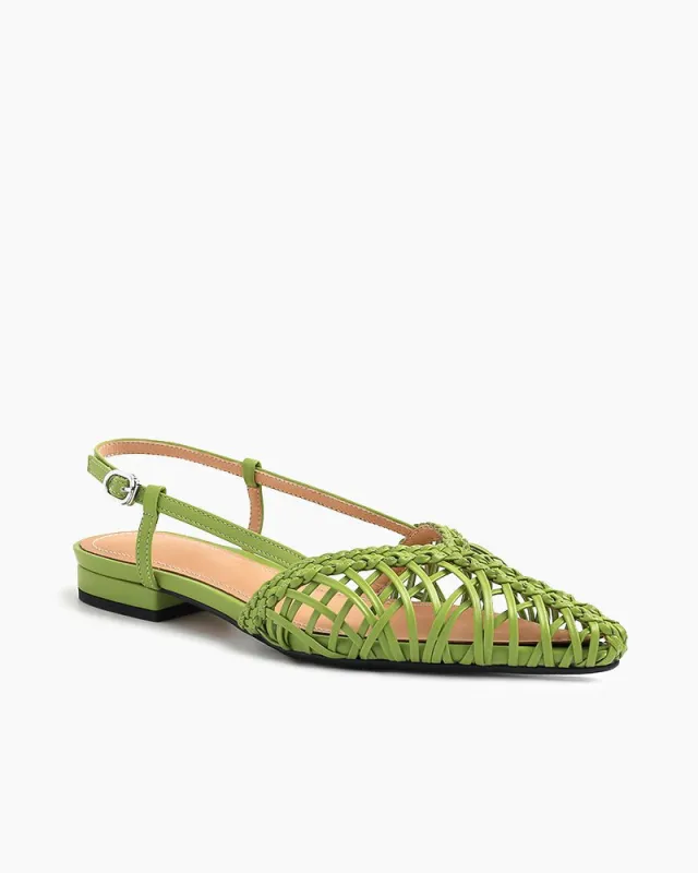 Woven Comfortable Slingback Braided Flat Sandals sold by Larosa