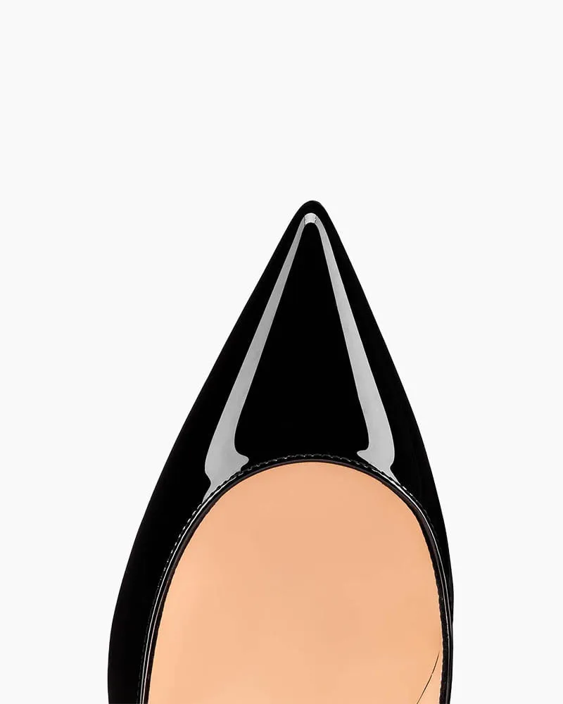 Kate Series - 80 mm Pumps - Luxurious Red Bottom Black Patent Leather Stiletto Heels sold by Larosa product image thumbnail 4