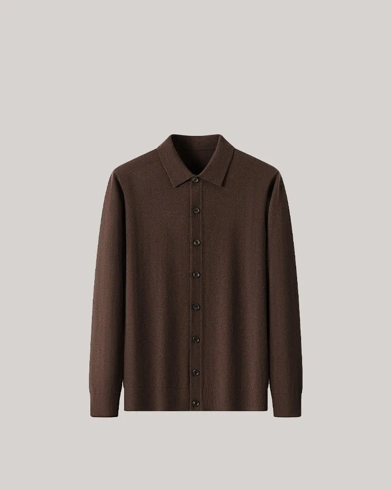 Men's 100% Wool Lapel Single-breasted Long Sleeve Cardigan sold by Larosa product image thumbnail 3