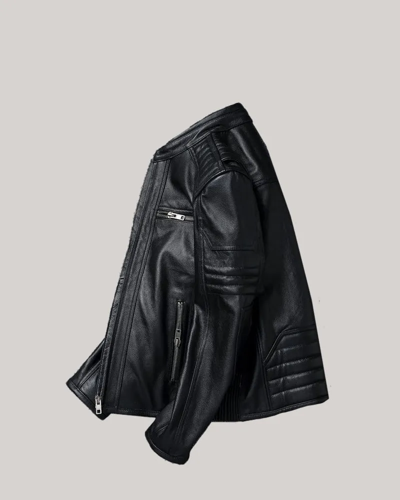 Men's Leather Bomber Biker Harley Motorcycle Jacket sold by Larosa product image thumbnail 5