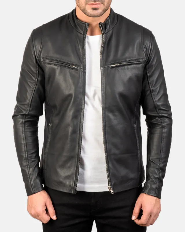 Men's Leather Bomber Biker Harley Motorcycle Jacket sold by Larosa