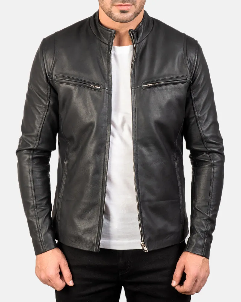 Men's Leather Bomber Biker Harley Motorcycle Jacket sold by Larosa