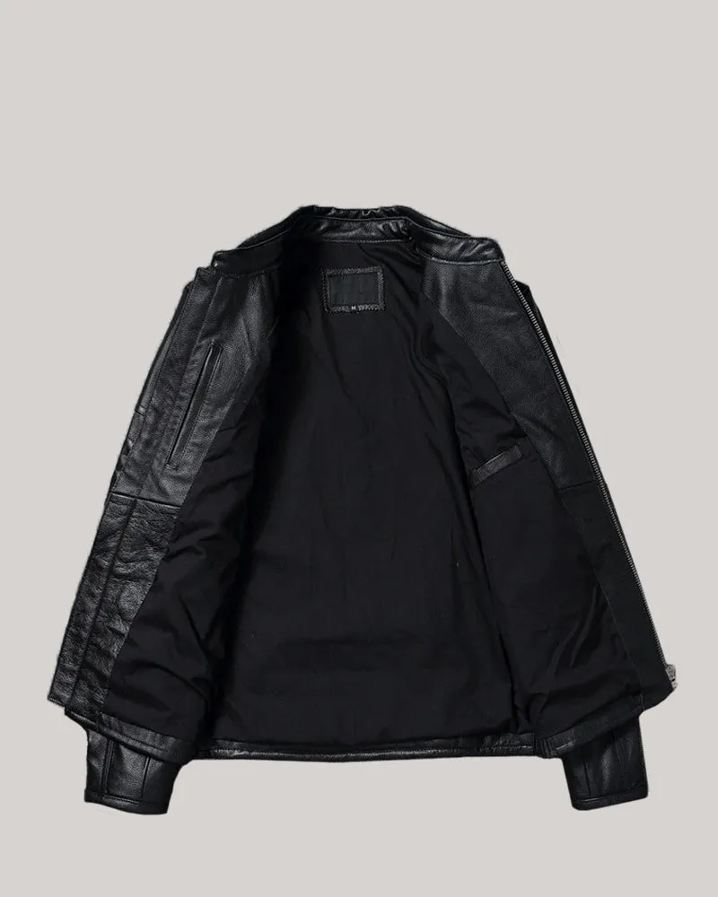 Men's Leather Bomber Biker Harley Motorcycle Jacket sold by Larosa product image thumbnail 4