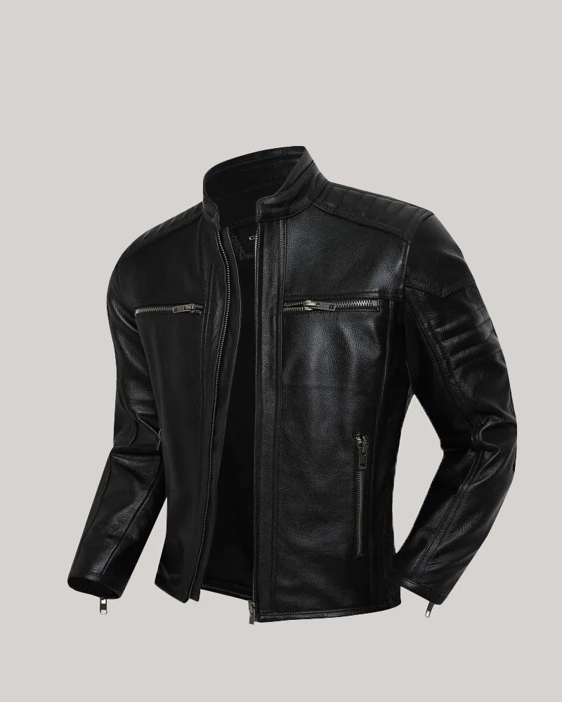 Men's Leather Bomber Biker Harley Motorcycle Jacket sold by Larosa product image thumbnail 2