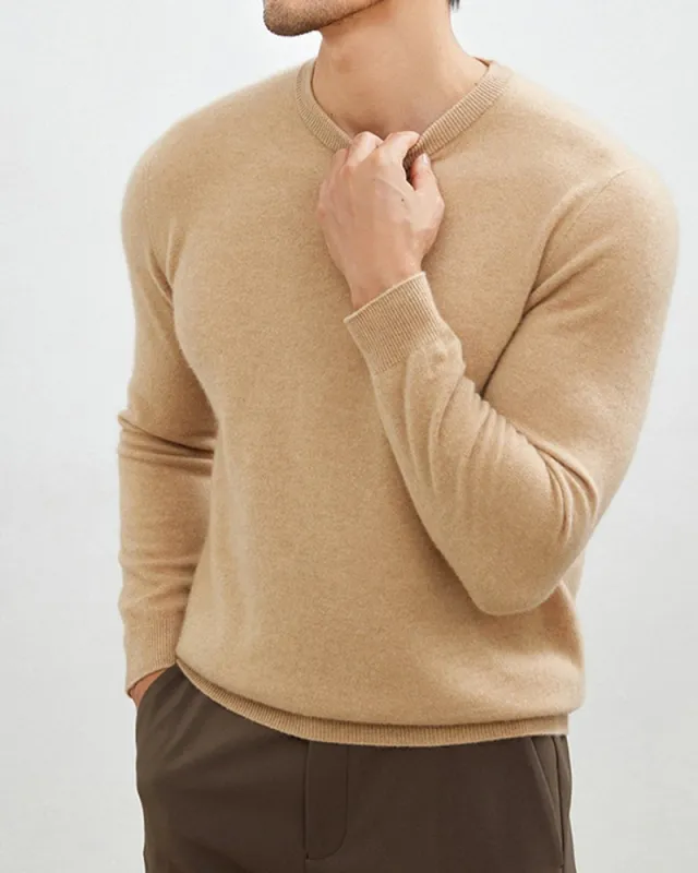 Men's Mongolian Cashmere Crewneck Sweater made by Larosa