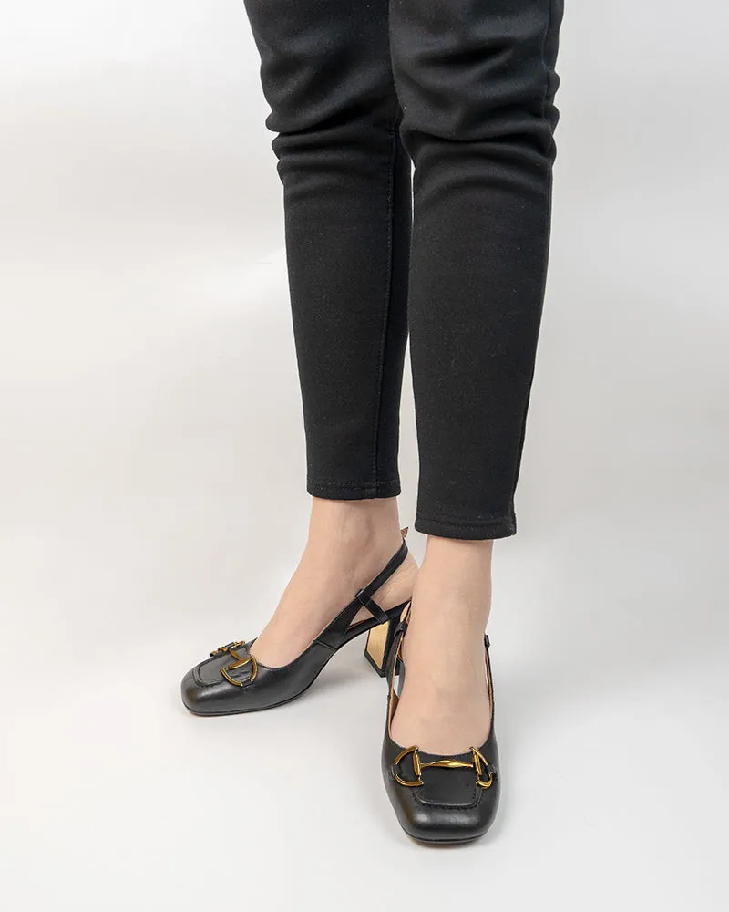 Alina Thick Heel Slingback Leather Loafers sold by Larosa product image thumbnail 3