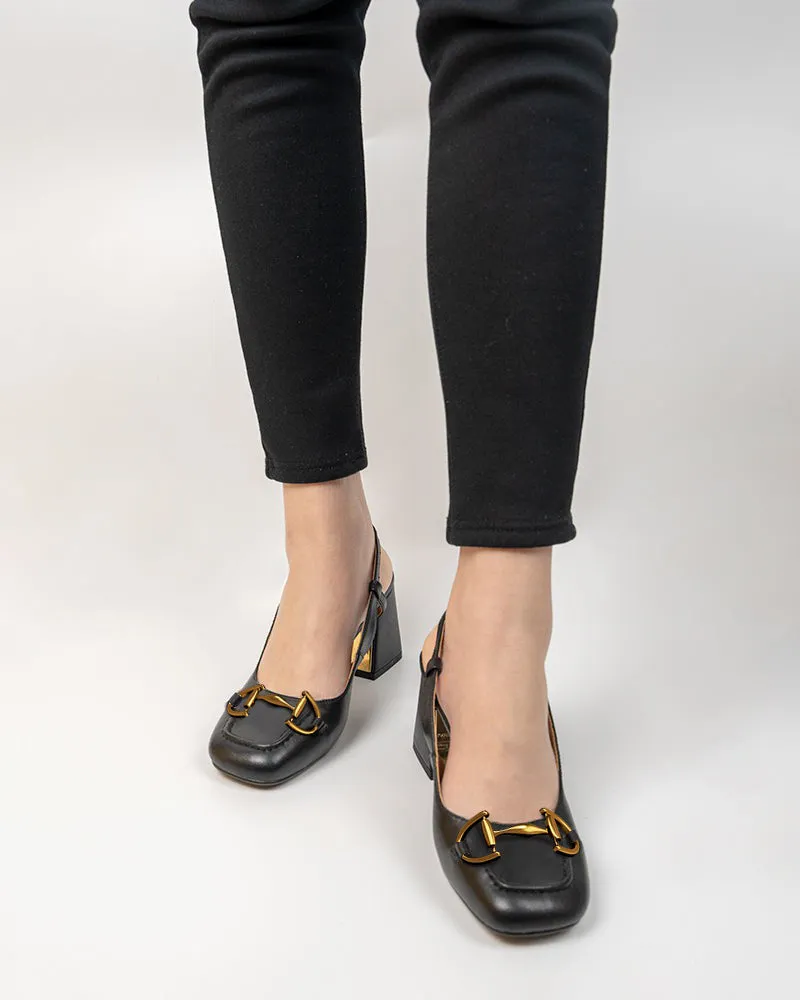 Alina Thick Heel Slingback Leather Loafers sold by Larosa product image thumbnail 4