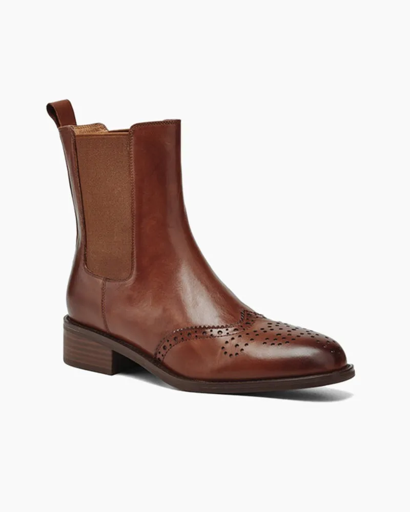 Leather Low Block Heel Chelsea Boots sold by Larosa