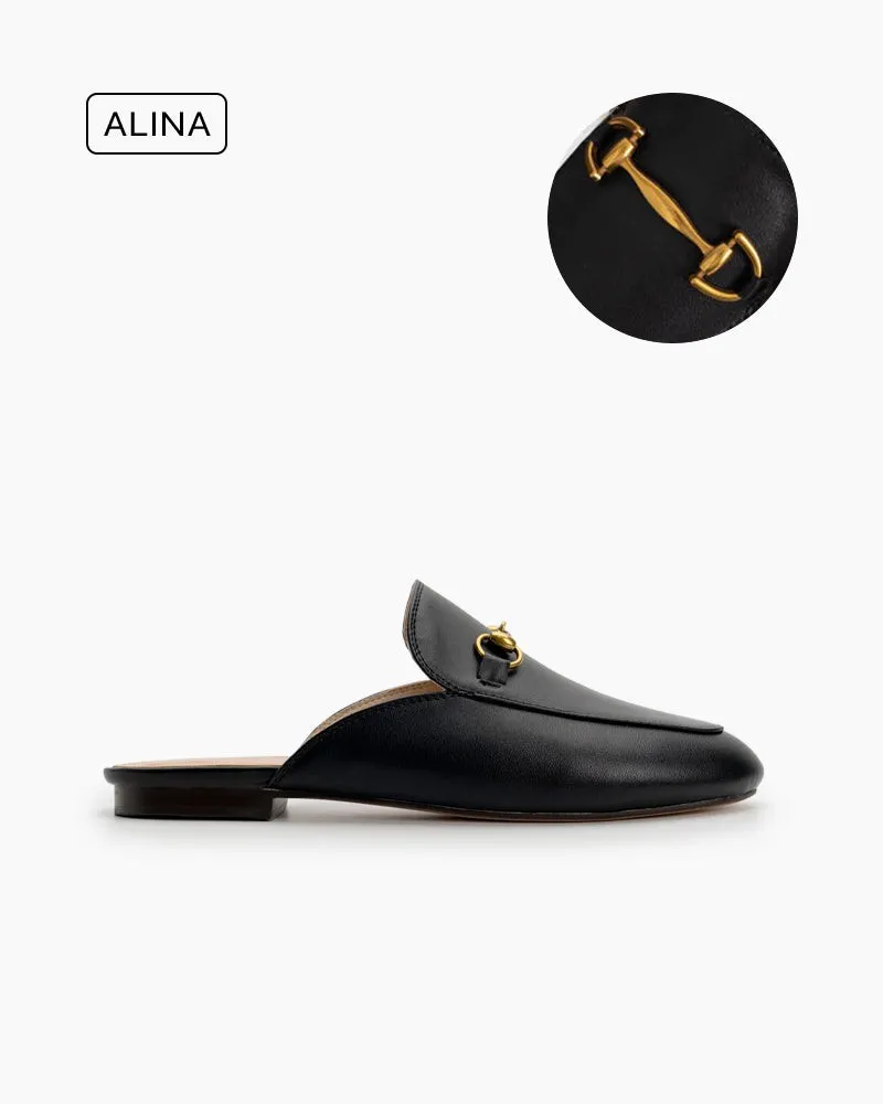 Alina Premium Leather Slide Slip-On Flat Mules sold by Larosa