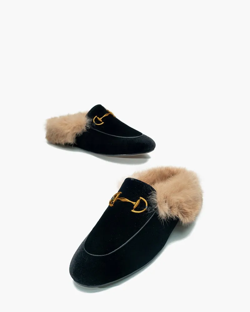 Alina Velvet Backless Fur Slip-on Comfort Mules sold by Larosa product image thumbnail 5