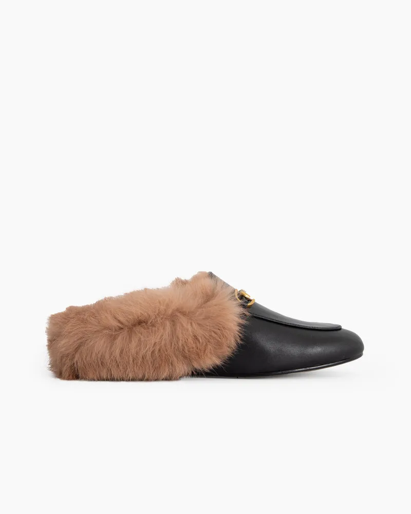 Alina Elegant Leather Backless Fur Slip-On Mules sold by Larosa product image thumbnail 2