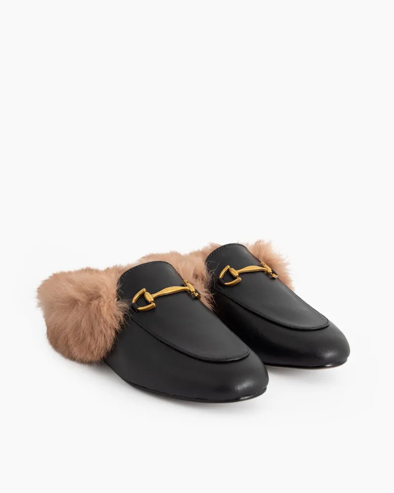 Alina Elegant Leather Backless Fur Slip-On Mules sold by Larosa product image thumbnail 3