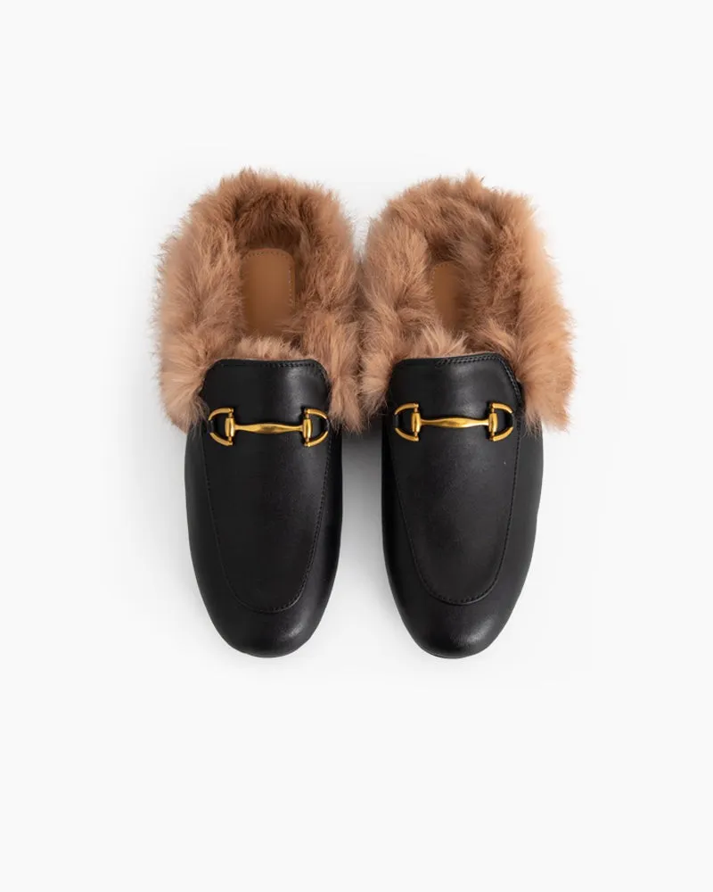 Alina Elegant Leather Backless Fur Slip-On Mules sold by Larosa product image thumbnail 4